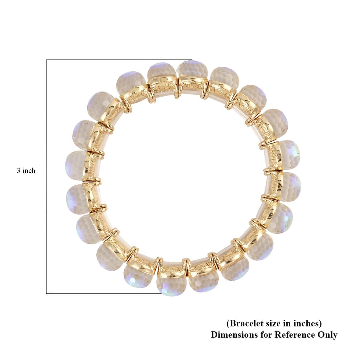 White Aurora Borealis Glass Tennis Bracelet in Goldtone (6.50-7.0In) image number 2