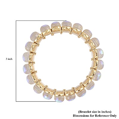 White Aurora Borealis Glass Tennis Bracelet in Goldtone (6.50-7.0In)