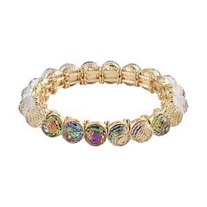 Mystic Color Glass Tennis Bracelet in Goldtone (6.50-7.0In)