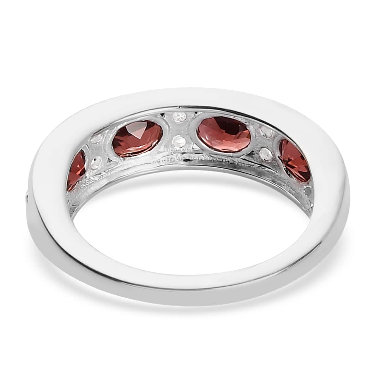 Orissa Rose Garnet, Natural White Zircon Band Ring in Sterling Silver (Size 10.0) 2.00 ctw image number 4