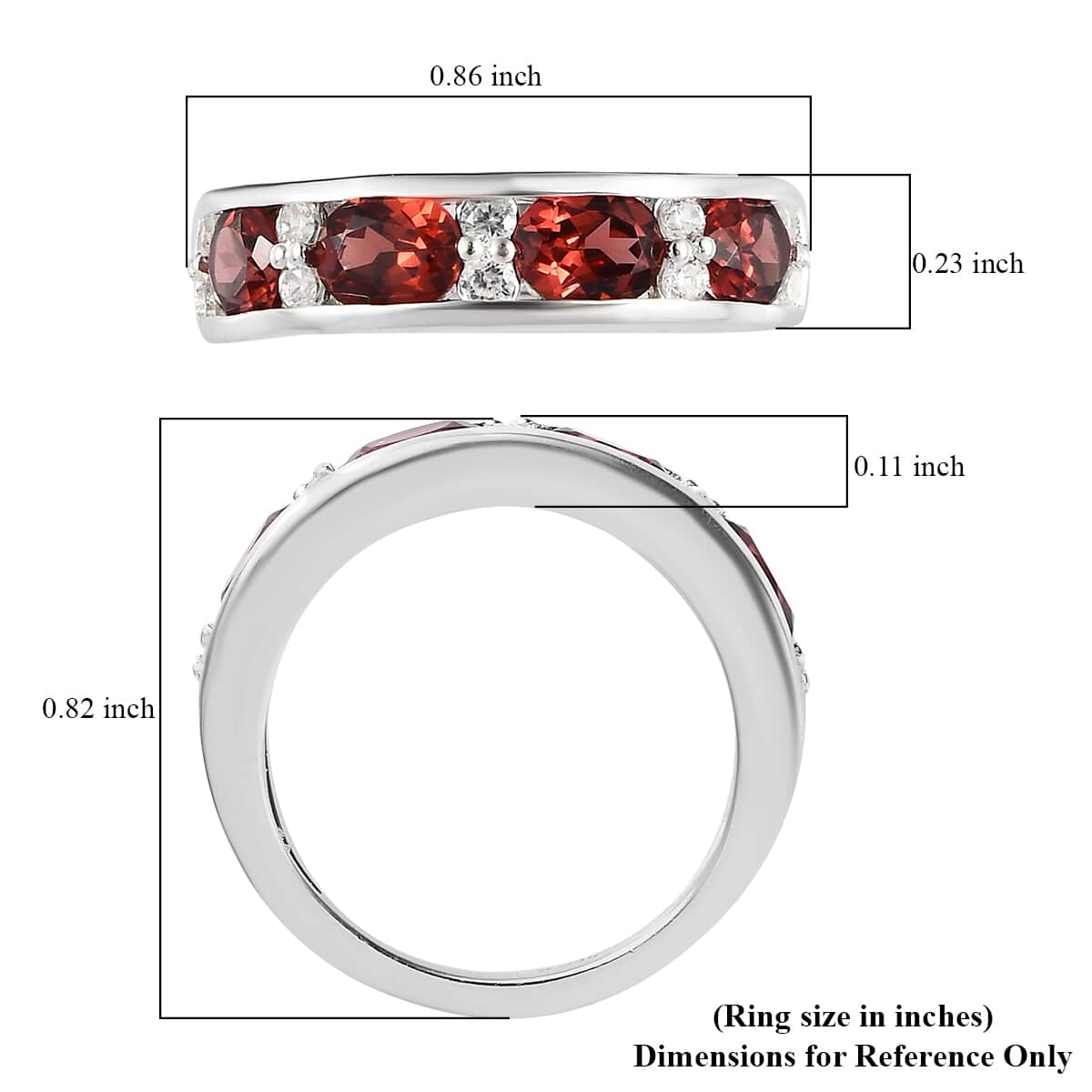 Orissa Rose Garnet, Natural White Zircon Band Ring in Sterling Silver (Size 10.0) 2.00 ctw image number 5