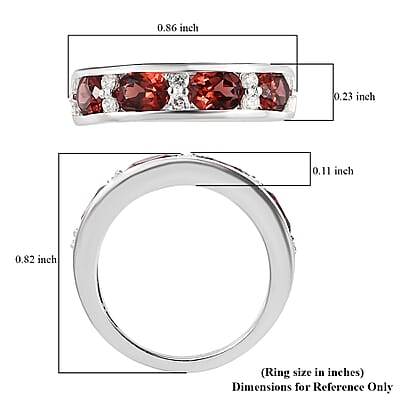 Orissa Rose Garnet and White Zircon Band Ring in Sterling Silver (Size 10.0) 2.00 ctw