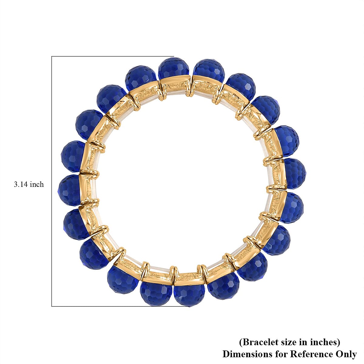 Sapphire Blue Glass Tennis Bracelet in Goldtone (6.50-7.0In) image number 2
