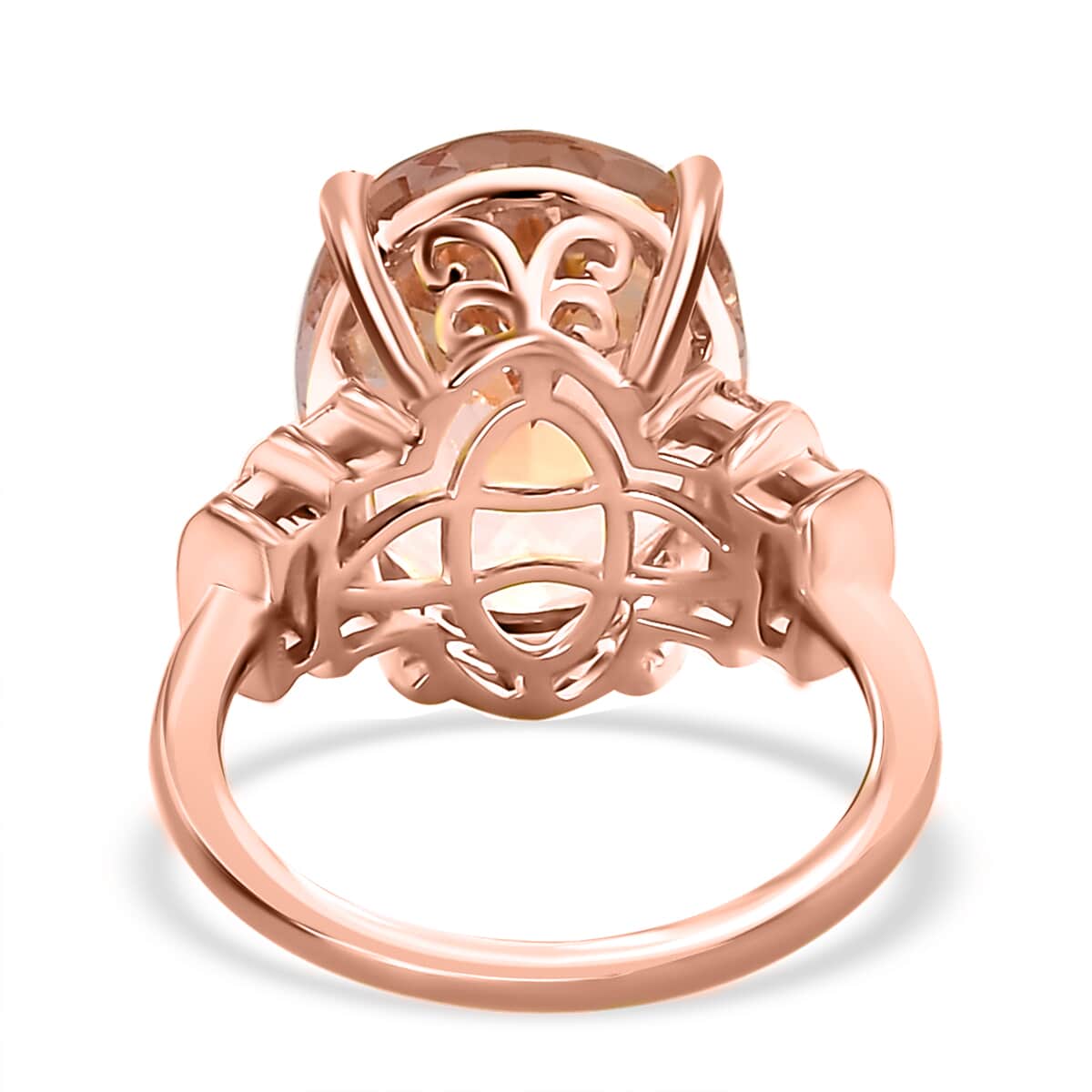 Luxoro 14K Rose Gold AAA Marropino Morganite and G-H I2 Diamond Ring (Size 6.0) 4 Grams 9.00 ctw image number 4