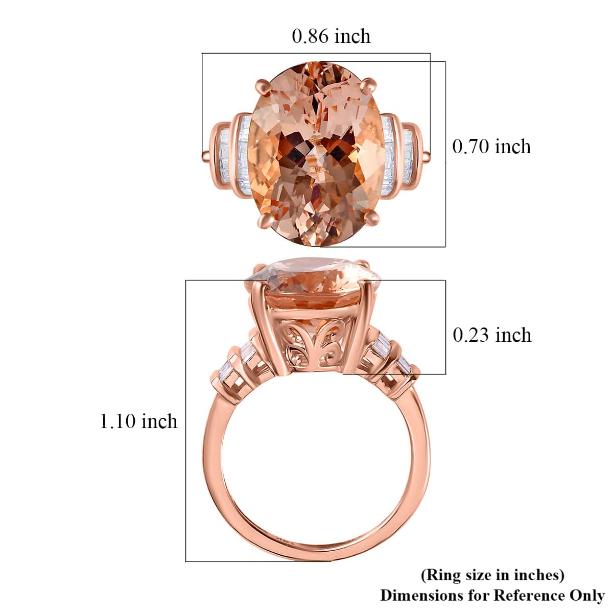 Luxoro 14K Rose Gold AAA Marropino Morganite and G-H I2 Diamond Ring (Size 6.0) 4 Grams 9.00 ctw image number 5
