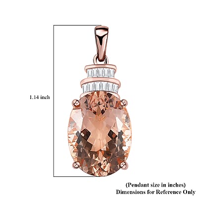 Luxoro 14K Rose Gold AAA Marropino Morganite and G-H I2 Diamond Pendant 8.90 ctw