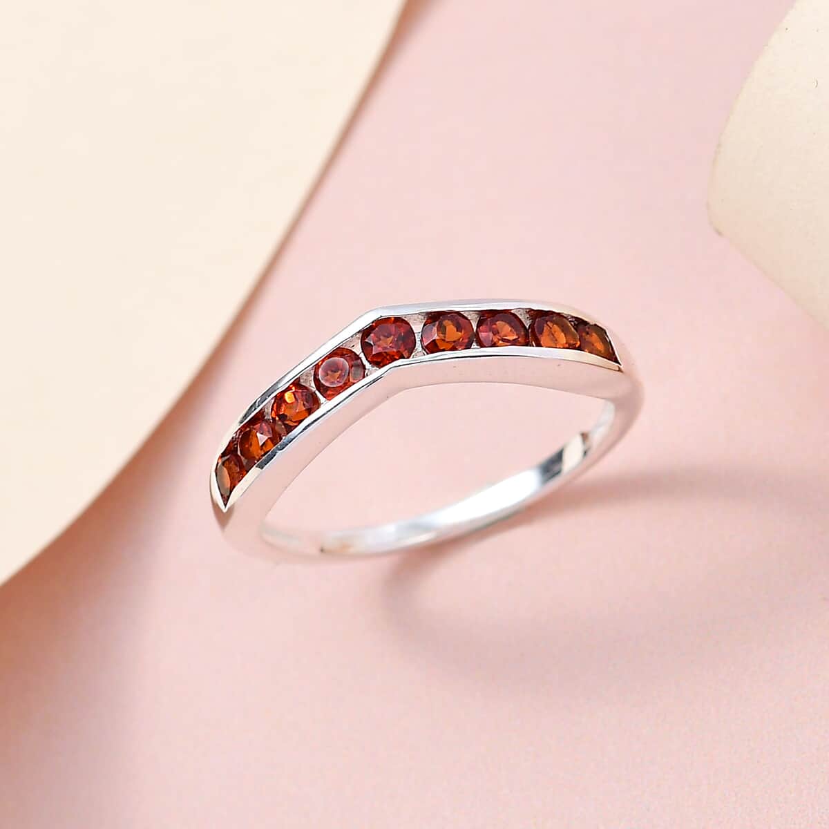Mozambique Garnet Ring in Sterling Silver (Delivery in 7-10 Business Days) 0.75 ctw image number 1