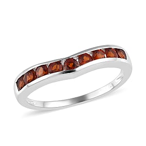 Mozambique Garnet Ring in Sterling Silver (Size 8.0) 0.75 ctw