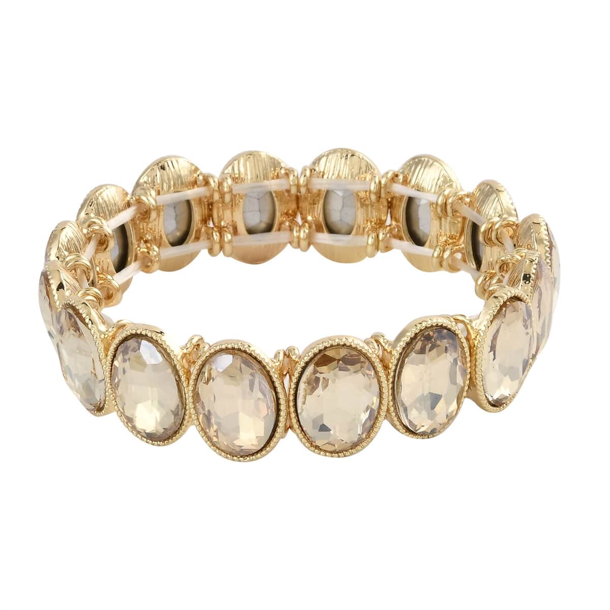 Champagne Glass Tennis Bracelet in Goldtone (6.50-7.0In) image number 0