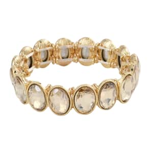 Champagne Glass Tennis Bracelet in Goldtone (6.50-7.0In)