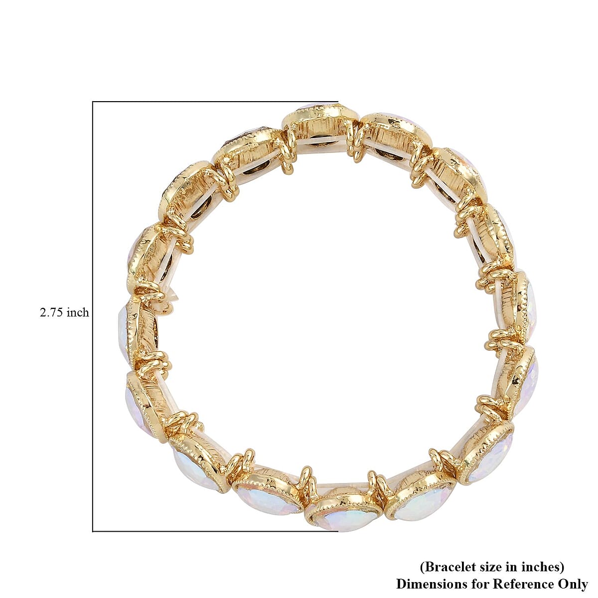White Aurora Borealis Glass Tennis Bracelet in Goldtone (6.50-7.0In) image number 2