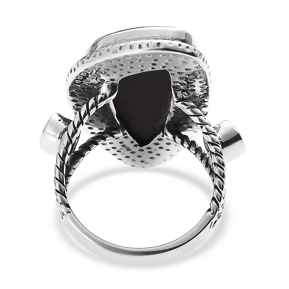 Artisan Crafted Canadian Ammolite and Chrome Diopside Ring in Sterling Silver (Size 6.0) 0.50 ctw image number 4