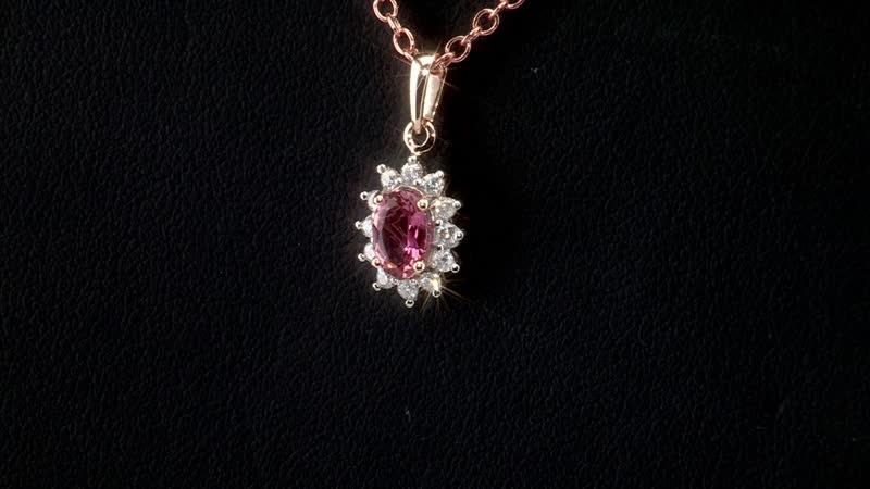 Luxoro 10K Rose Gold Premium Blush Tourmaline and Moissanite Sunburst Pendant 0.75 ctw
