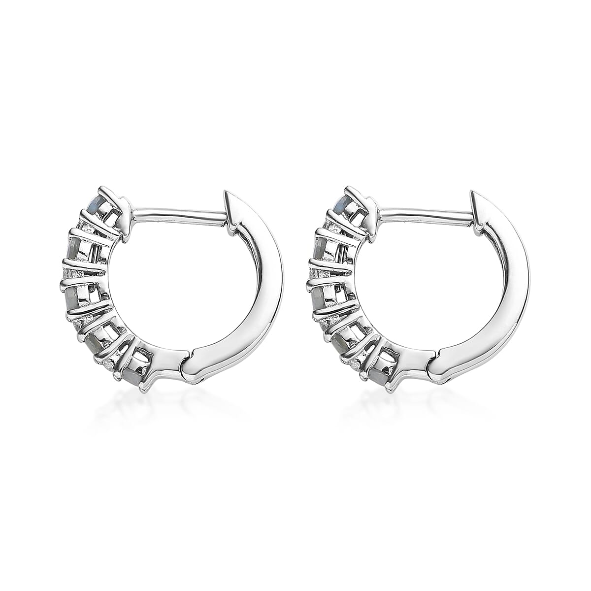 Narsipatnam Alexandrite and White Zircon Hoop Earrings in Platinum Over Sterling Silver 0.50 ctw image number 3