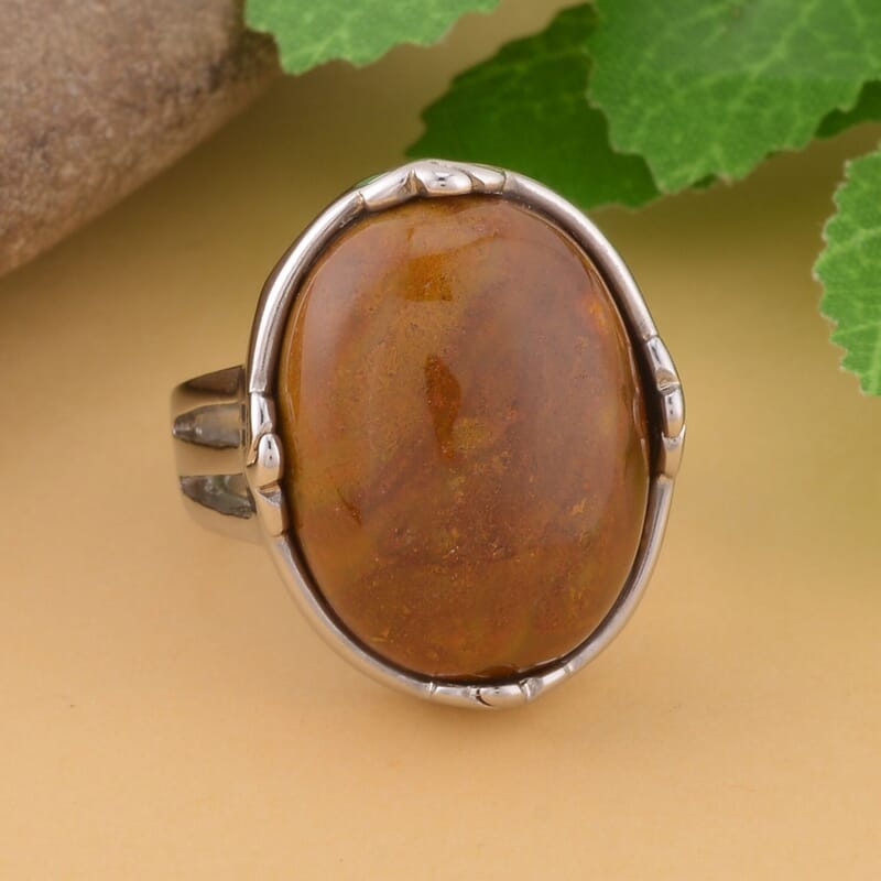 Clear Princess Crystal Ocean Jasper Solitaire Ring in Stainless Steel (Size 10.0) 50.00 ctw