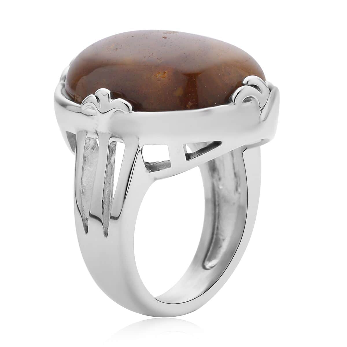 Clear Princess Crystal Ocean Jasper Solitaire Ring in Stainless Steel 50.00 ctw image number 3