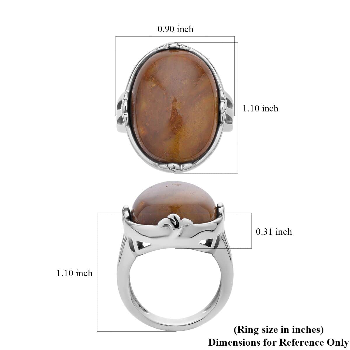 Clear Princess Crystal Ocean Jasper Solitaire Ring in Stainless Steel 50.00 ctw image number 5