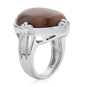 Clear Princess Crystal Ocean Jasper Solitaire Ring in Stainless Steel (Size 8.0) 50.00 ctw | Tarnish-Free, Waterproof, Sweat Proof Jewelry