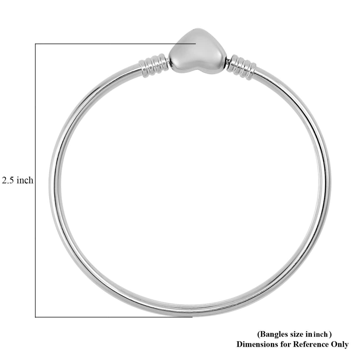 Mother’s Day Gift 3mm Bangle Bracelet in Stainless Steel (7.00 In) with Heart Shape Lock , Tarnish-Free, Waterproof, Sweat Proof Jewelry image number 4