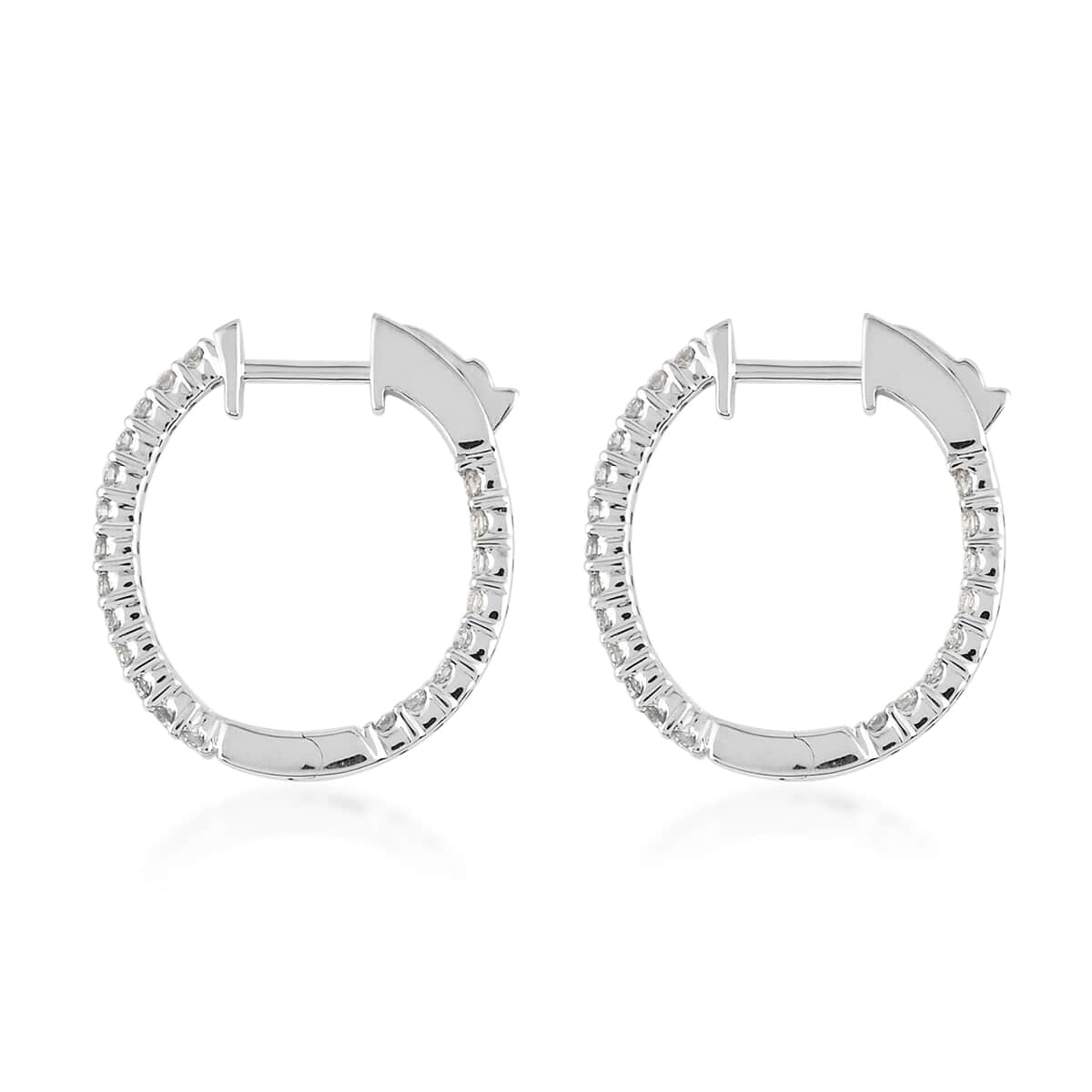 NY Closeout 14K White Gold HI I1-I2 Diamond Oval Hoop Earrings 3.15 Grams 0.50 ctw image number 2