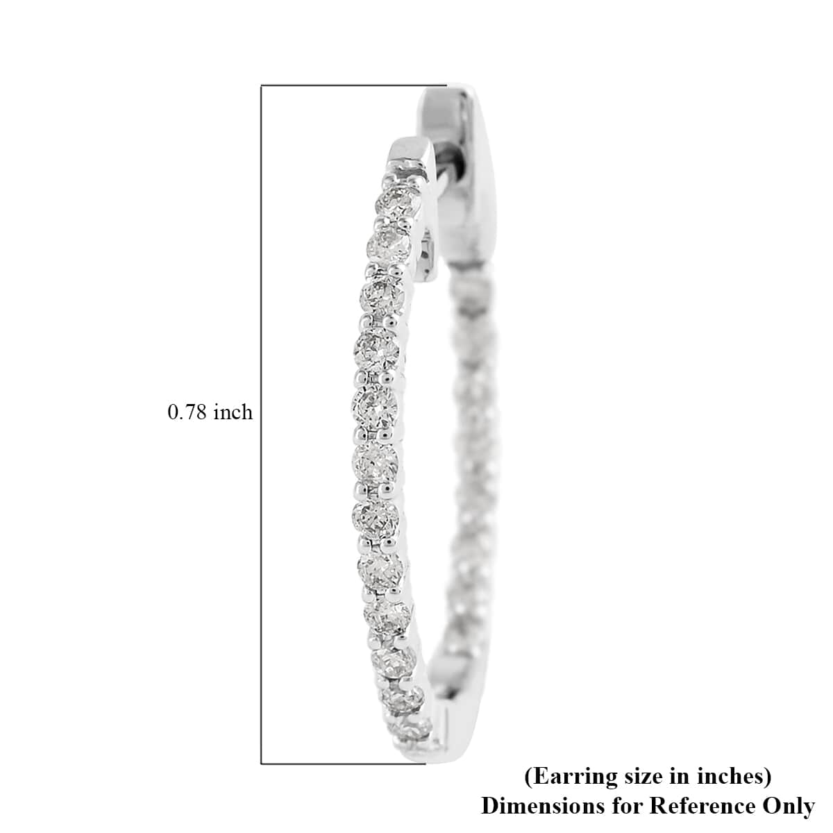 NY Closeout 14K White Gold HI I1-I2 Diamond Oval Hoop Earrings 3.15 Grams 0.50 ctw image number 3