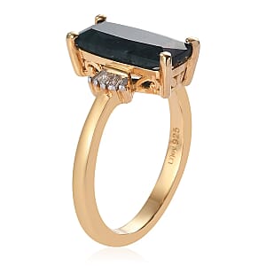 Teal Grandidierite and Diamond Ring in Vermeil Yellow Gold Over Sterling Silver (Size 7.0) 2.60 ctw