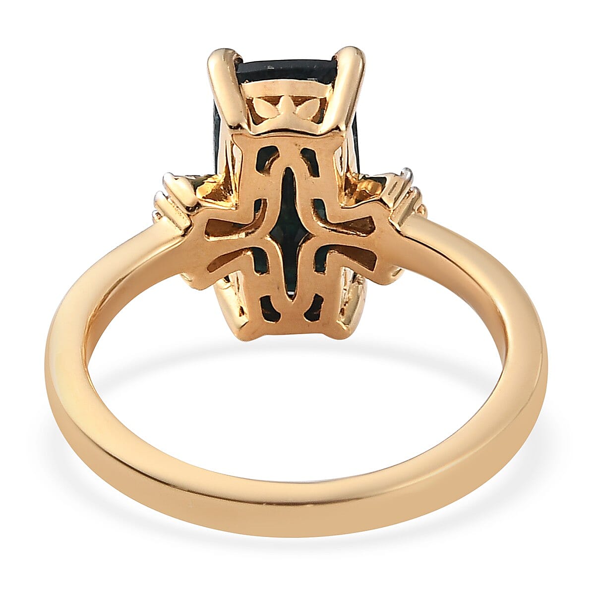 Teal Grandidierite and Diamond Ring in Vermeil Yellow Gold Over Sterling Silver (Size 7.0) 2.60 ctw image number 4