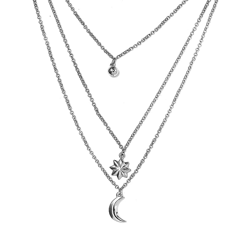 Platinum Over Sterling Silver Fancy Necklace 20 Inches 18.50 Grams