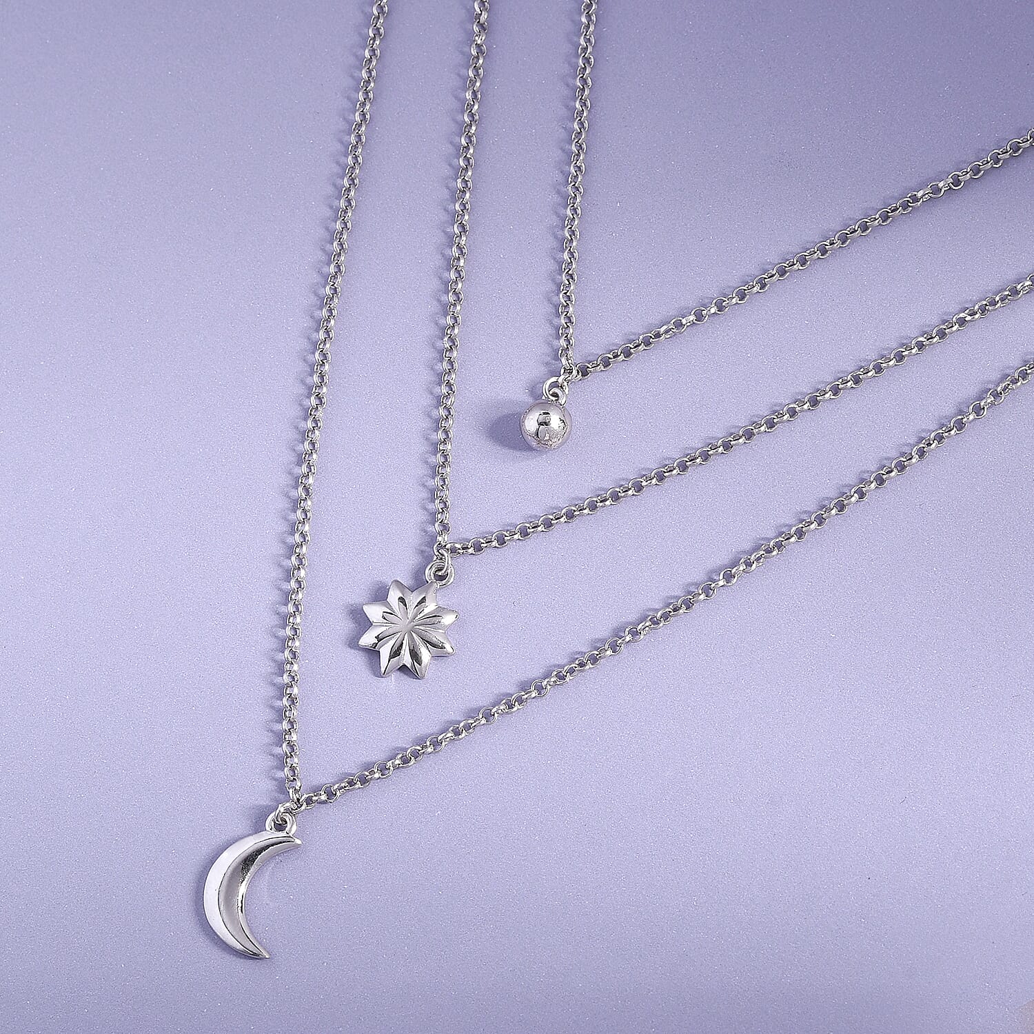 Platinum Over Sterling Silver Fancy Necklace 20 Inches 18.50 Grams