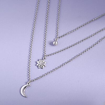 Platinum Over Sterling Silver Fancy Necklace 20 Inches 18.50 Grams