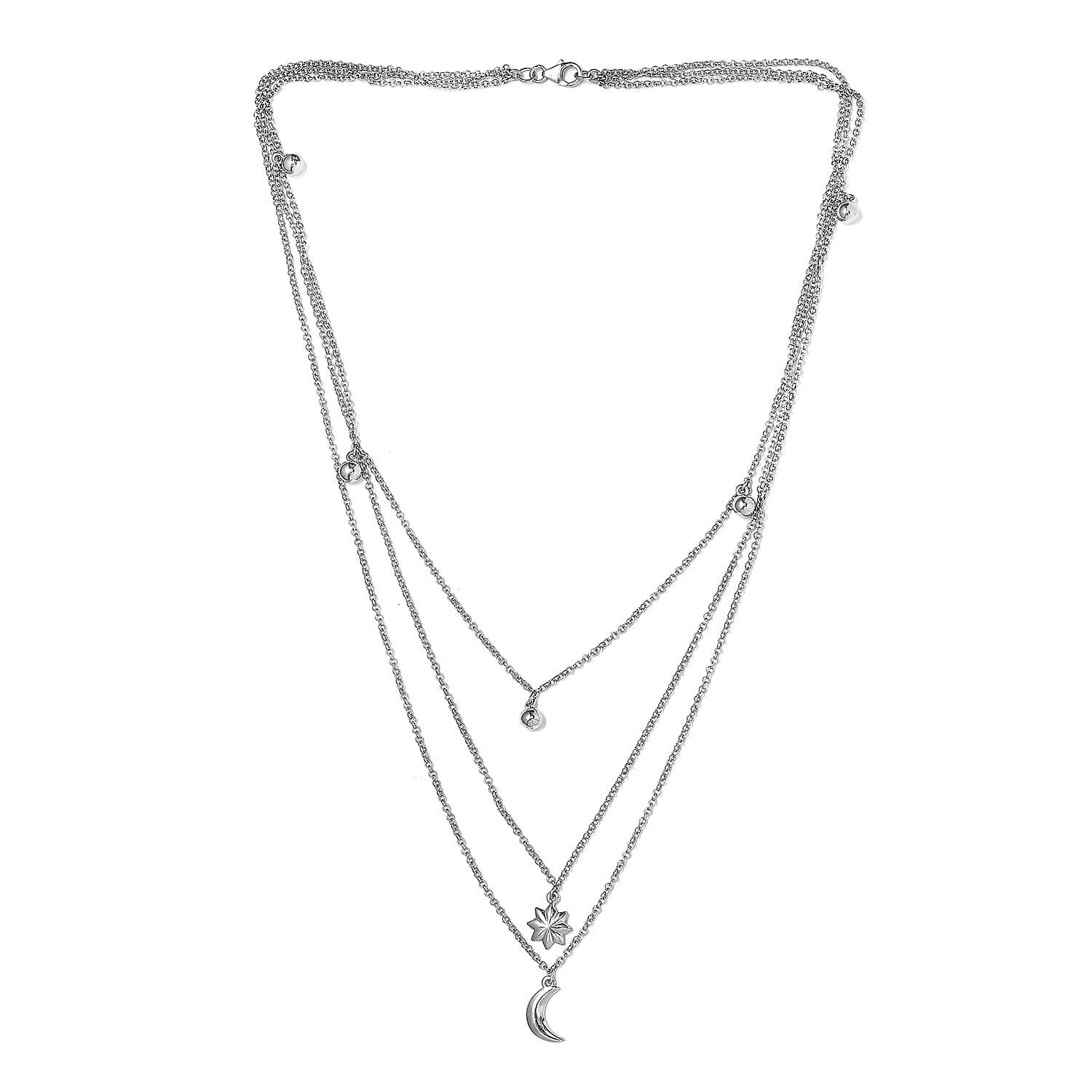 Platinum Over Sterling Silver Fancy Necklace 20 Inches 18.50 Grams