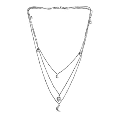 Platinum Over Sterling Silver Fancy Necklace 20 Inches 18.50 Grams