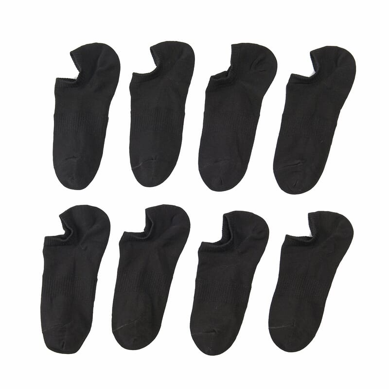 Set of 4 Pair Bamboo Infused Super Low Invisible Socks with Anti-Slip Silicone Heel Grip - Black