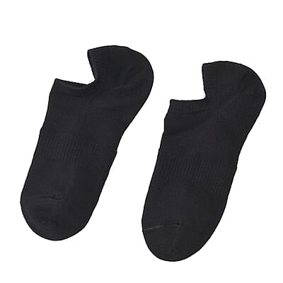 Set of 4 Pair Bamboo Infused Super Low Invisible Socks with Anti-Slip Silicone Heel Grip - Black