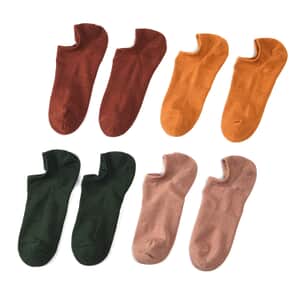 Set of 4 Pair Bamboo Infused Super Low Invisible Socks with Anti-Slip Silicone Heel Grip - Multi Color