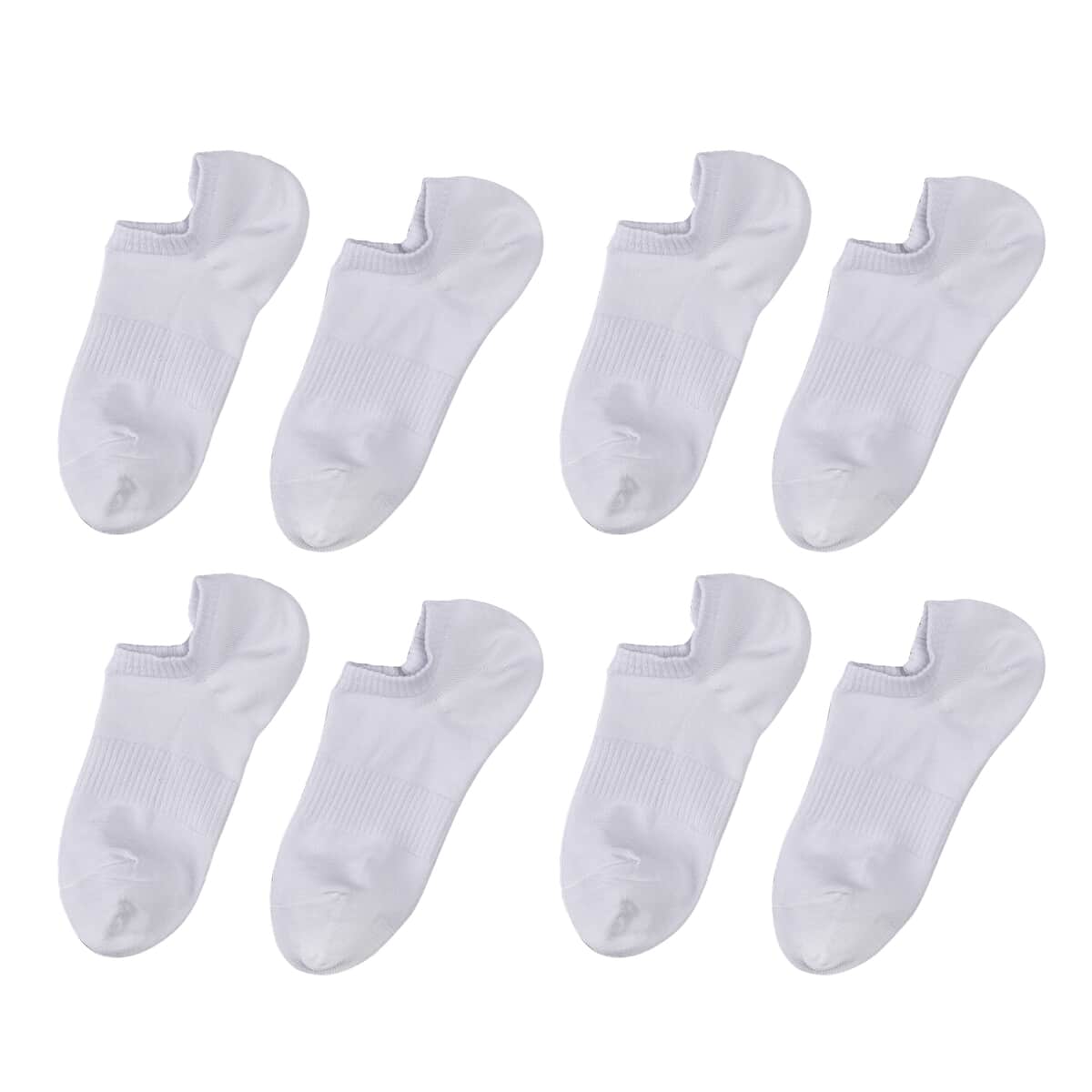 Set of 4 Pair Bamboo Infused Super Low Invisible Socks with Anti-Slip Silicone Heel Grip - White image number 0