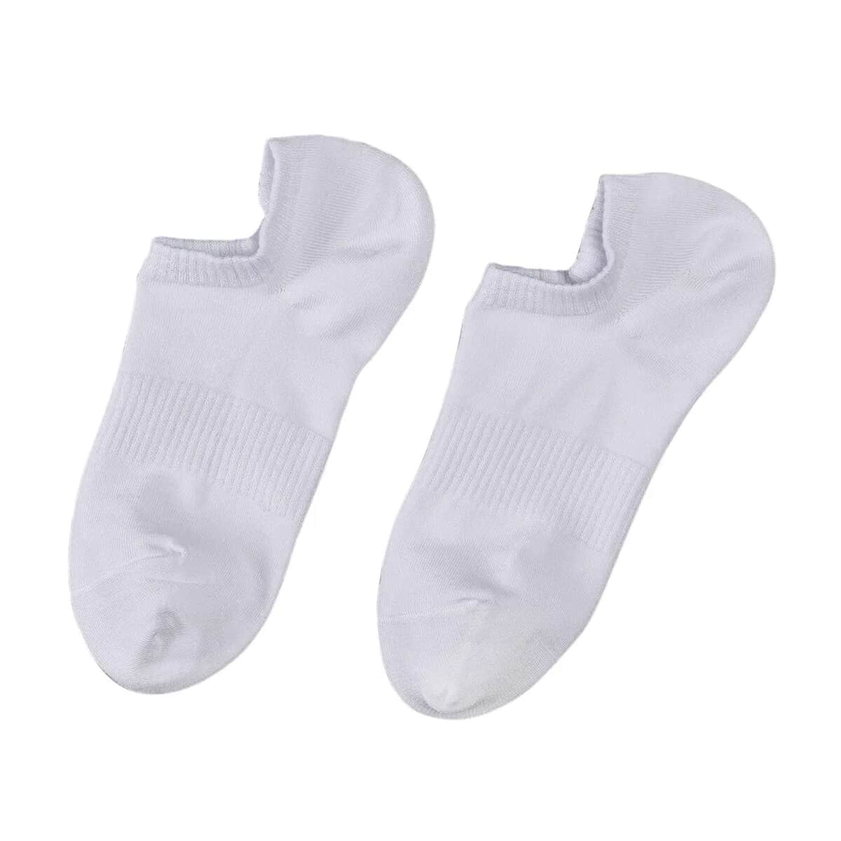 Set of 4 Pair Bamboo Infused Super Low Invisible Socks with Anti-Slip Silicone Heel Grip - White image number 2