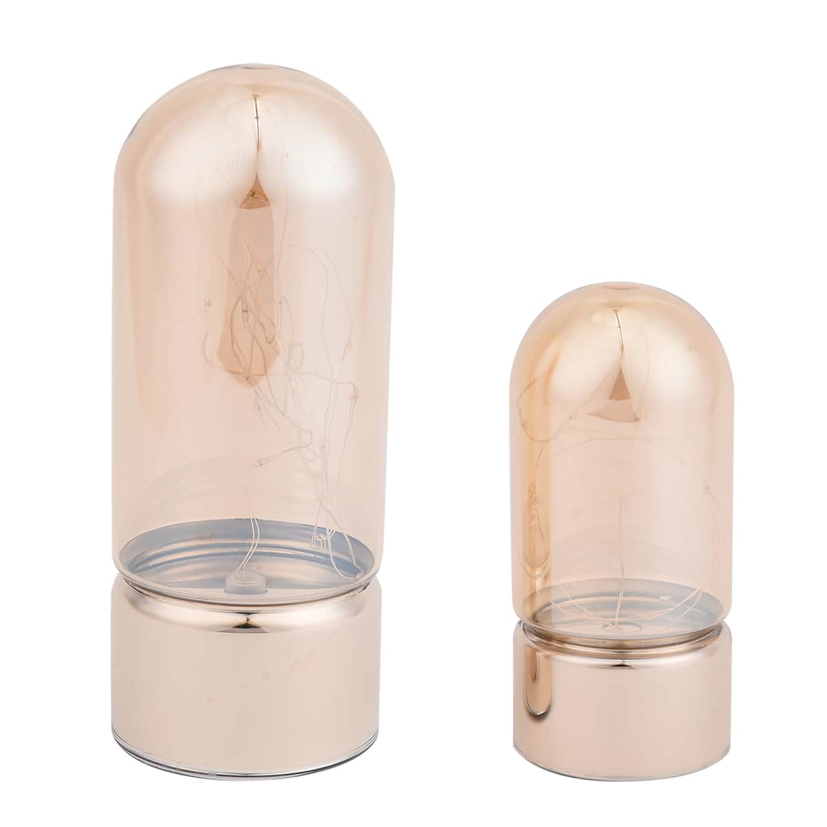 Set of 2 Warm Led Lantern - Smoke Gray & Amber (3 AAA battery not included) image number 0