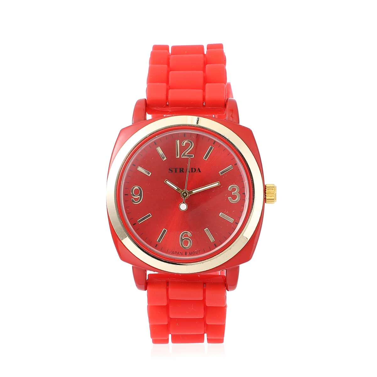 Strada Japanese Movement Red Dial Watch with Red Silicone Strap image number 0