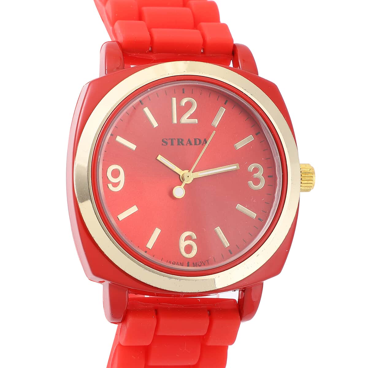 Strada Japanese Movement Red Dial Watch with Red Silicone Strap image number 3