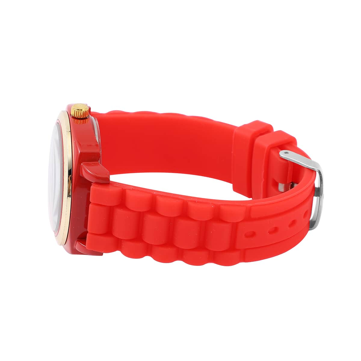 Strada Japanese Movement Red Dial Watch with Red Silicone Strap image number 4