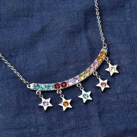 Multi Color Austrian Crystal 5 Star Necklace 20 Inches in Stainless Steel 4.20 ctw image number 1
