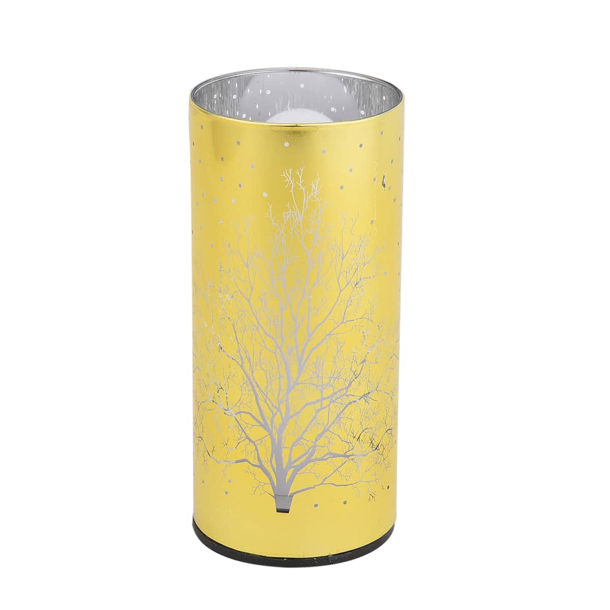 Set of 2 Golden & Silver Hollow-Out Tree Pattern Flame Led Lantern For Christmas Decorations, Festive Lanterns LED Light For Tabletop Home Desk Decor (3xAAA Batteries Not Included) image number 2