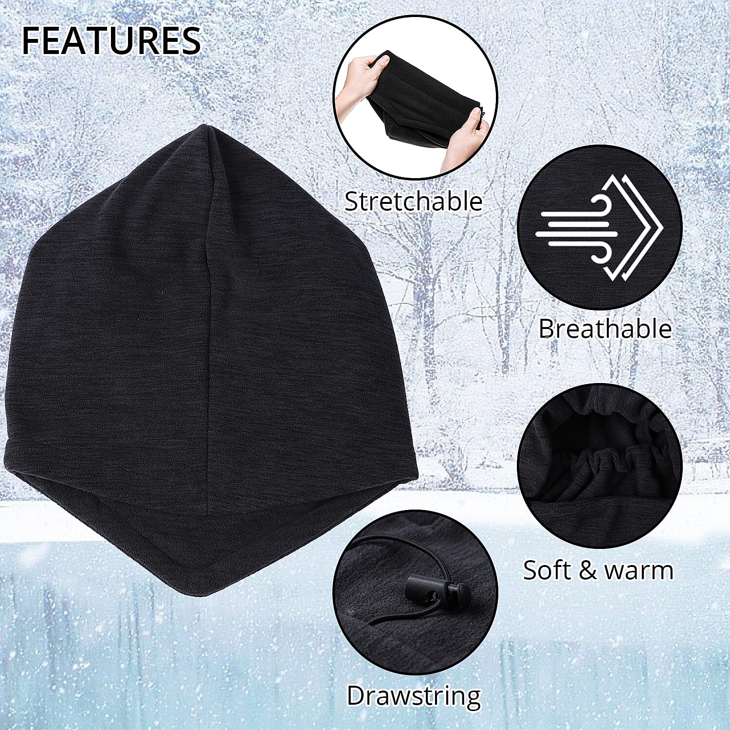 Set of 2 Black Windproof Riding and Skating Mask