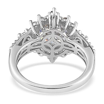 Lustro Stella Made with Finest CZ Ring in Platinum Over Sterling Silver (Size 10.0) 8.30 ctw
