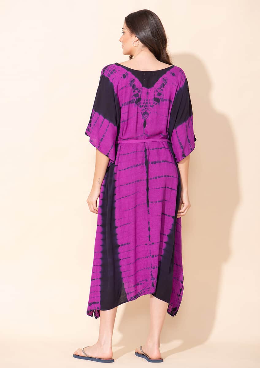 Tamsy Purple V-Neck Kaftan (One Size Fits Most) image number 1