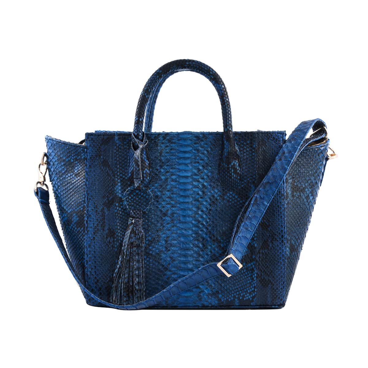 The Grand Pelle Handcrafted Blue Color 100 % Genuine Python Leather Tote Bag (12.2"x10.84"x5.51") image number 0