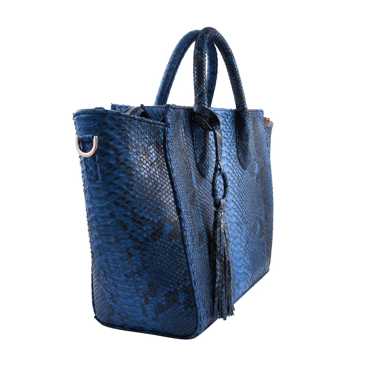 The Grand Pelle Handcrafted Blue Color 100 % Genuine Python Leather Tote Bag (12.2"x10.84"x5.51") image number 3