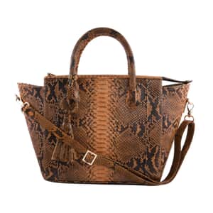 The Grand Pelle Handcrafted Blue Color 100 % Genuine Python Leather Tote Bag (12.2"x10.84"x5.51")