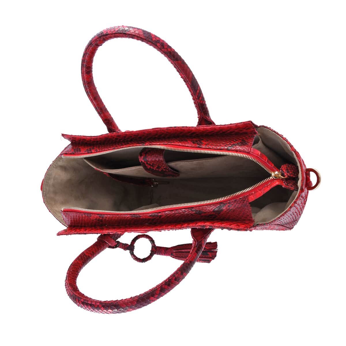 The Grand Pelle Handcrafted Red Color Genuine Python Leather Tote Bag for Women , Satchel Purse , Shoulder Handbag , Designer Tote Bag image number 2